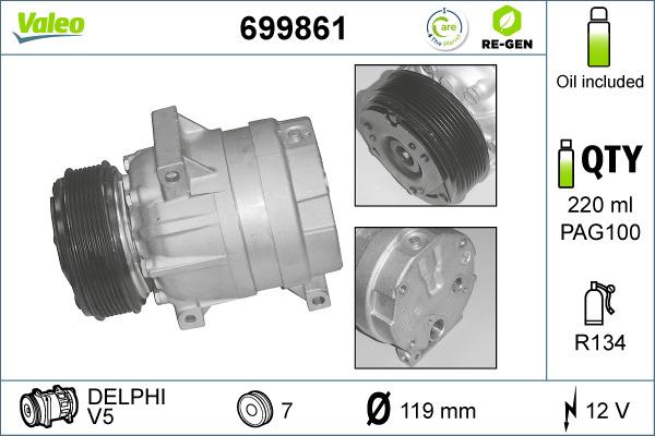 Valeo 699861 - Compresseur, climatisation cwaw.fr