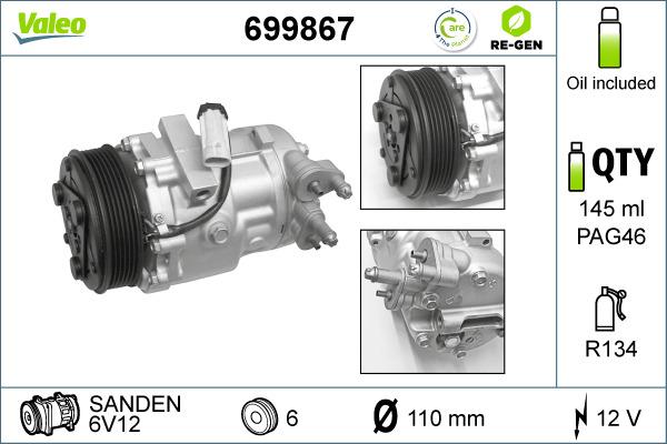 Valeo 699867 - Compresseur, climatisation cwaw.fr