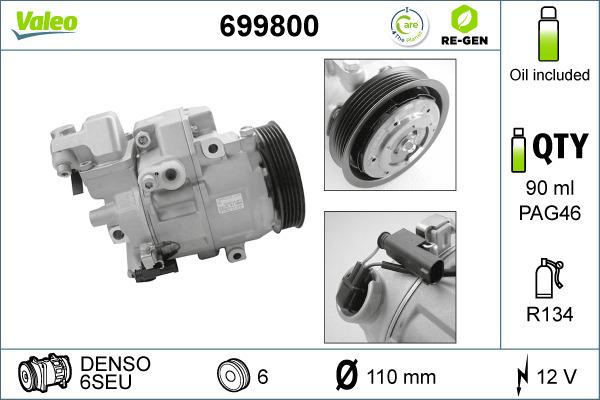 Valeo 699800 - Compresseur, climatisation cwaw.fr