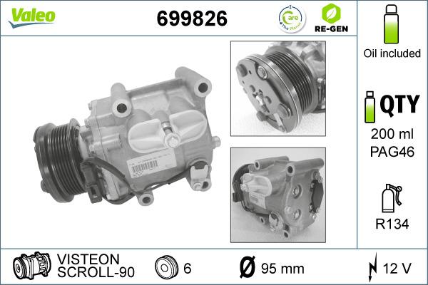 Valeo 699826 - Compresseur, climatisation cwaw.fr