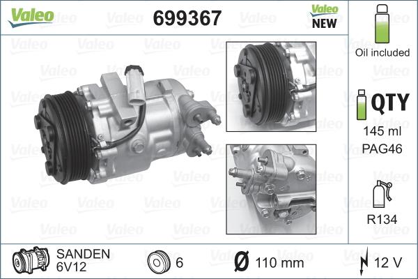 Valeo 699367 - Compresseur, climatisation cwaw.fr