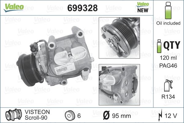 Valeo 699328 - Compresseur, climatisation cwaw.fr