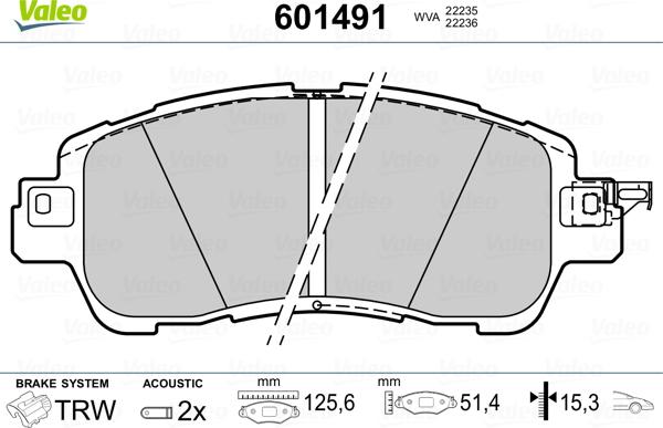 Valeo 601491 - Kit de plaquettes de frein, frein à disque cwaw.fr