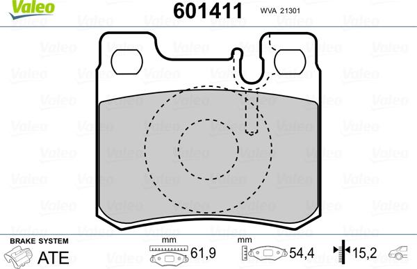 Valeo 601411 - Kit de plaquettes de frein, frein à disque cwaw.fr