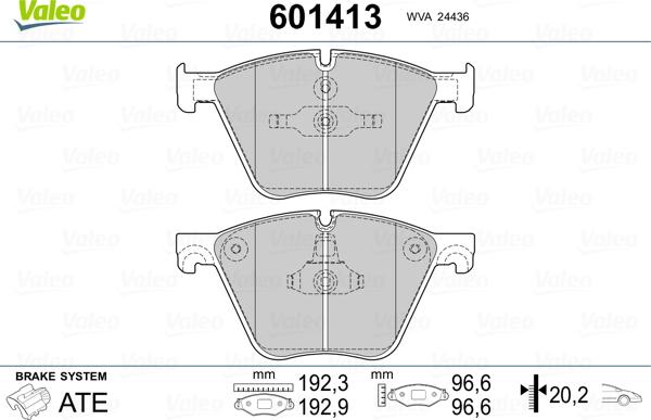 Valeo 601413 - Kit de plaquettes de frein, frein à disque cwaw.fr