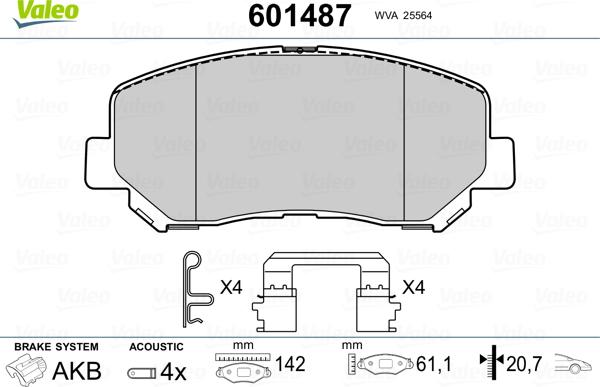 Valeo 601487 - Kit de plaquettes de frein, frein à disque cwaw.fr