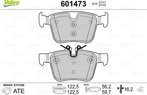 Valeo 601473 - Kit de plaquettes de frein, frein à disque cwaw.fr