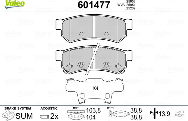 Valeo 601477 - Kit de plaquettes de frein, frein à disque cwaw.fr