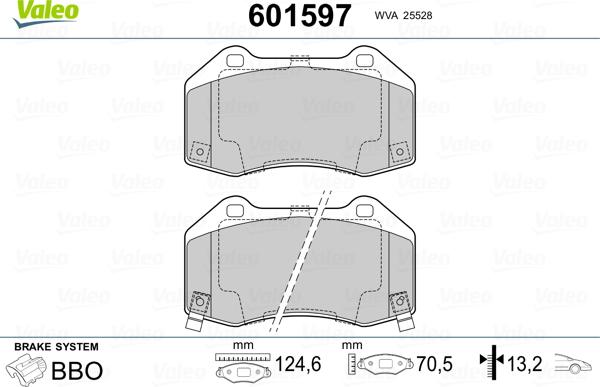 Valeo 601597 - Kit de plaquettes de frein, frein à disque cwaw.fr