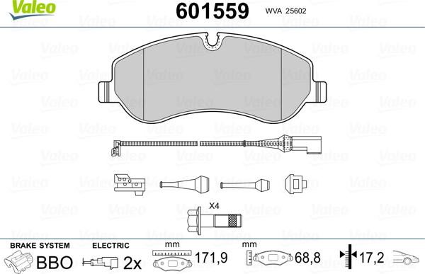 Valeo 601559 - Kit de plaquettes de frein, frein à disque cwaw.fr