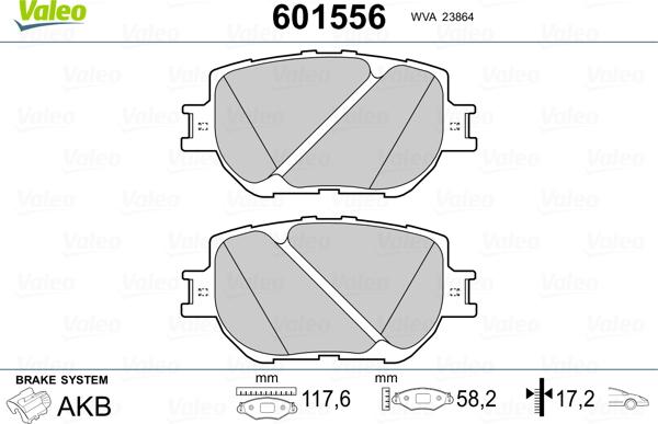 Valeo 601556 - Kit de plaquettes de frein, frein à disque cwaw.fr