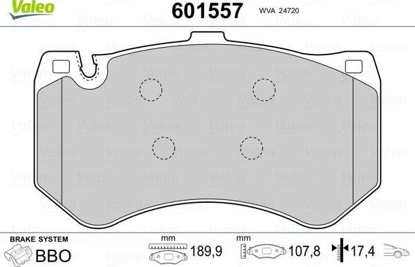 Valeo 601557 - Kit de plaquettes de frein, frein à disque cwaw.fr