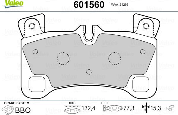 Valeo 601560 - Kit de plaquettes de frein, frein à disque cwaw.fr