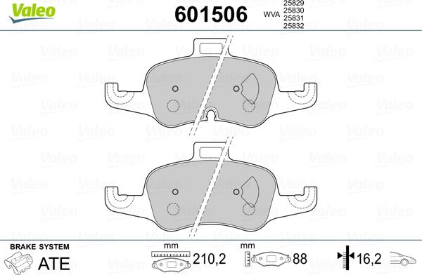 Valeo 601506 - Kit de plaquettes de frein, frein à disque cwaw.fr