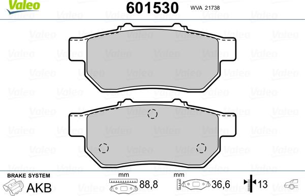 Valeo 601530 - Kit de plaquettes de frein, frein à disque cwaw.fr