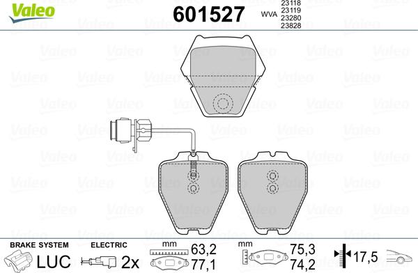 Valeo 601527 - Kit de plaquettes de frein, frein à disque cwaw.fr