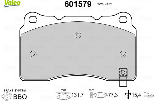 Valeo 601579 - Kit de plaquettes de frein, frein à disque cwaw.fr