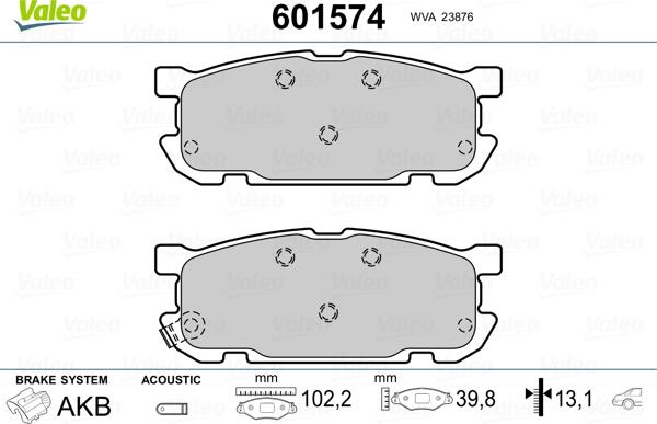 Valeo 601574 - Kit de plaquettes de frein, frein à disque cwaw.fr