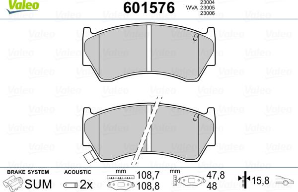 Valeo 601576 - Kit de plaquettes de frein, frein à disque cwaw.fr