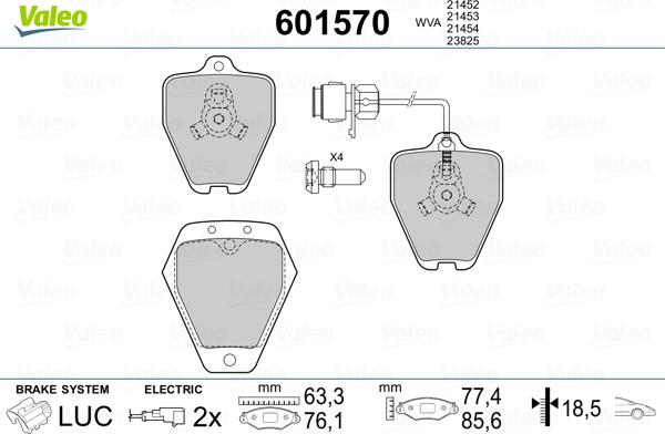 Valeo 601570 - Kit de plaquettes de frein, frein à disque cwaw.fr