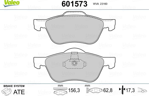 Valeo 601573 - Kit de plaquettes de frein, frein à disque cwaw.fr