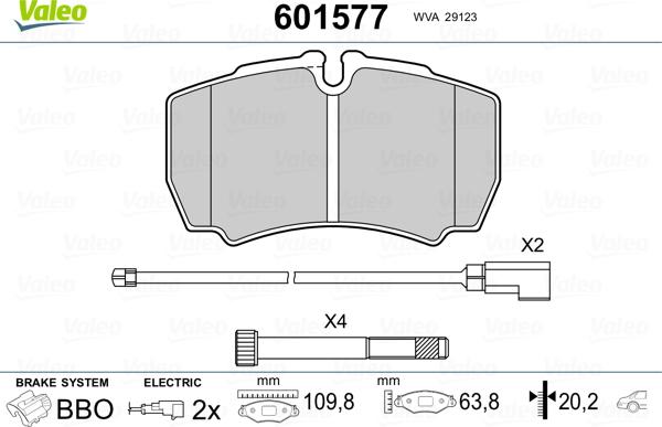 Valeo 601577 - Kit de plaquettes de frein, frein à disque cwaw.fr