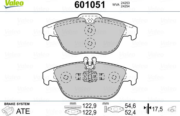 Valeo 601051 - Kit de plaquettes de frein, frein à disque cwaw.fr