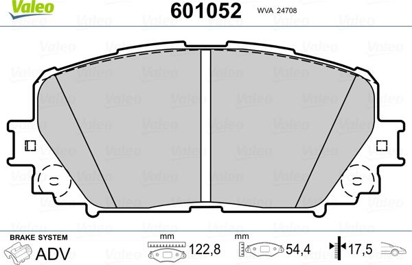 Valeo 601052 - Kit de plaquettes de frein, frein à disque cwaw.fr