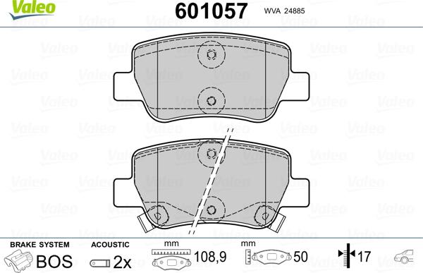 Valeo 601057 - Kit de plaquettes de frein, frein à disque cwaw.fr