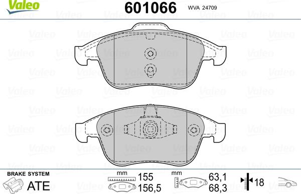 Valeo 601066 - Kit de plaquettes de frein, frein à disque cwaw.fr