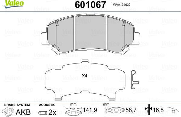 Valeo 601067 - Kit de plaquettes de frein, frein à disque cwaw.fr