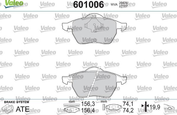 Valeo 601006 - Kit de plaquettes de frein, frein à disque cwaw.fr