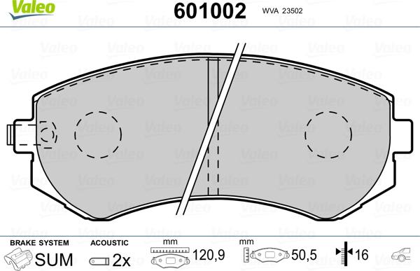 Valeo 601002 - Kit de plaquettes de frein, frein à disque cwaw.fr