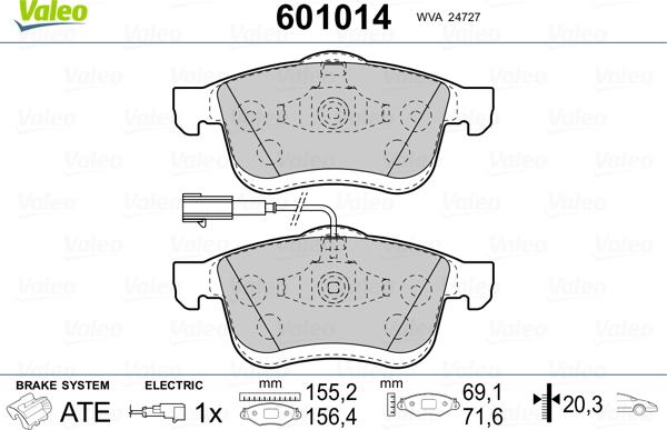 Valeo 601014 - Kit de plaquettes de frein, frein à disque cwaw.fr