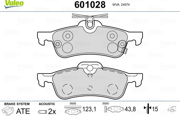 Valeo 601028 - Kit de plaquettes de frein, frein à disque cwaw.fr