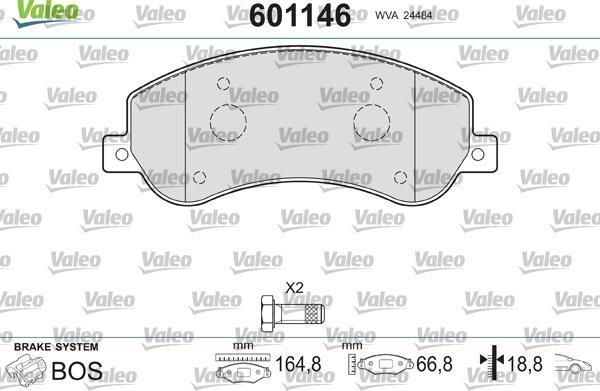 Valeo 601146 - Kit de plaquettes de frein, frein à disque cwaw.fr