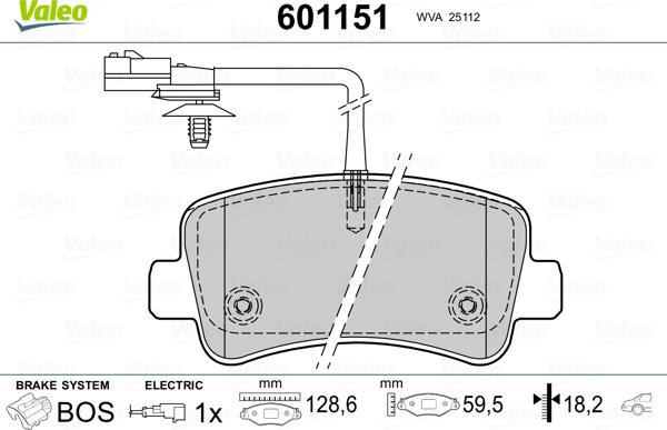 Valeo 601151 - Kit de plaquettes de frein, frein à disque cwaw.fr