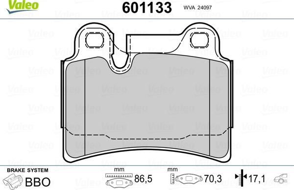 Valeo 601133 - Kit de plaquettes de frein, frein à disque cwaw.fr