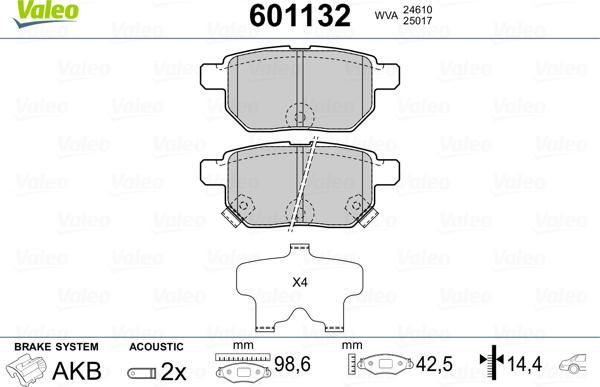 Valeo 601132 - Kit de plaquettes de frein, frein à disque cwaw.fr