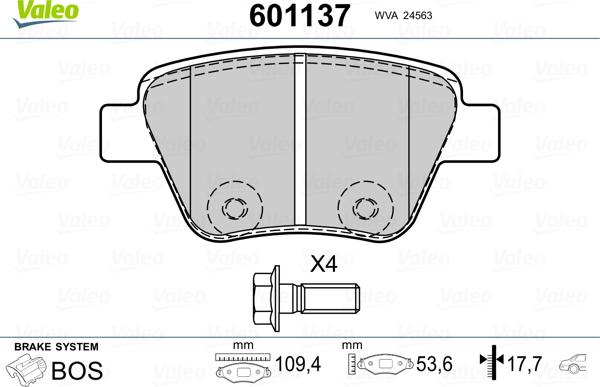 Valeo 601137 - Kit de plaquettes de frein, frein à disque cwaw.fr