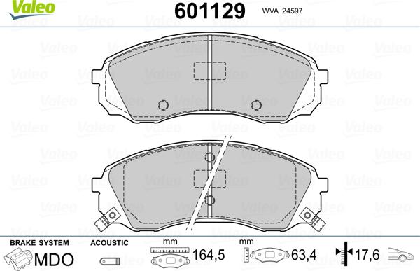 Valeo 601129 - Kit de plaquettes de frein, frein à disque cwaw.fr