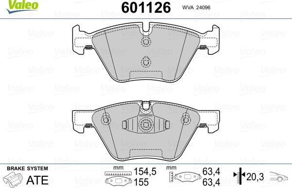 Valeo 601126 - Kit de plaquettes de frein, frein à disque cwaw.fr