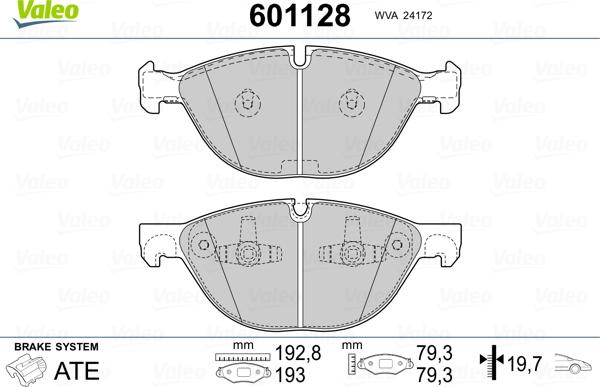 Valeo 601128 - Kit de plaquettes de frein, frein à disque cwaw.fr