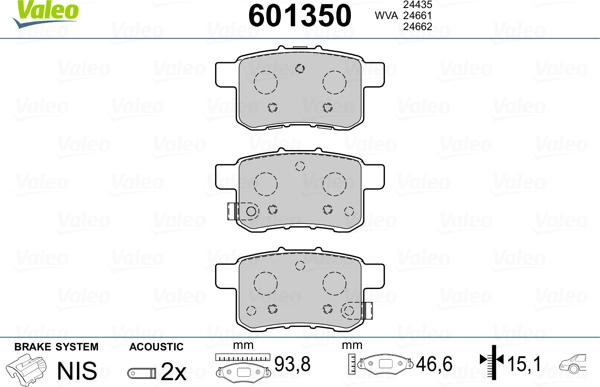 Valeo 601350 - Kit de plaquettes de frein, frein à disque cwaw.fr