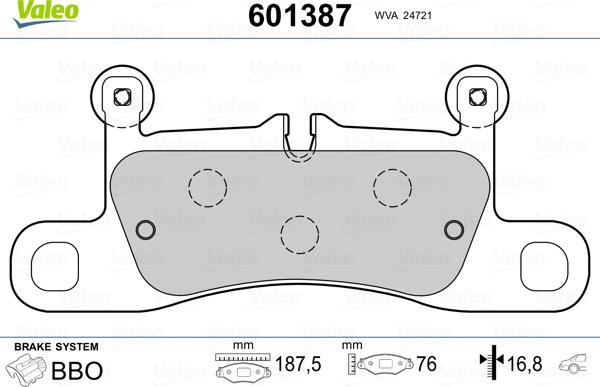 Valeo 601387 - Kit de plaquettes de frein, frein à disque cwaw.fr