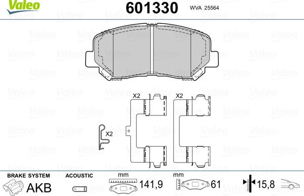 Valeo 601330 - Kit de plaquettes de frein, frein à disque cwaw.fr