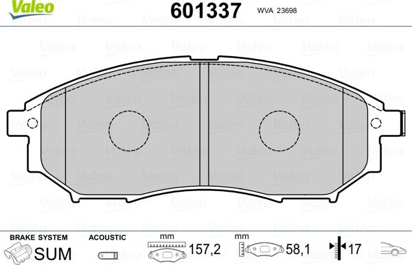 Valeo 601337 - Kit de plaquettes de frein, frein à disque cwaw.fr