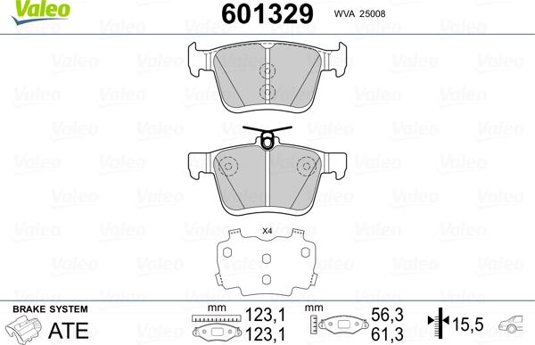 Valeo 601329 - Kit de plaquettes de frein, frein à disque cwaw.fr