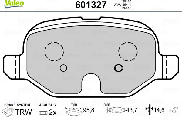 Valeo 601327 - Kit de plaquettes de frein, frein à disque cwaw.fr