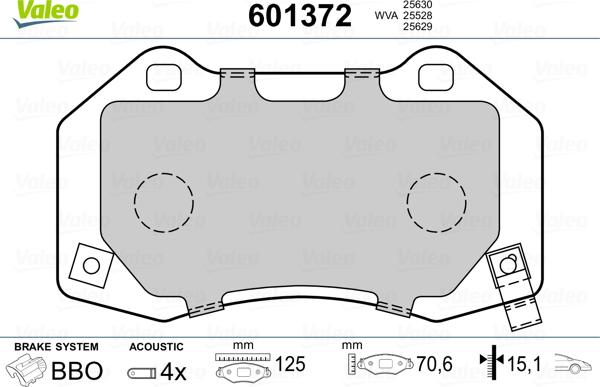 Valeo 601372 - Kit de plaquettes de frein, frein à disque cwaw.fr